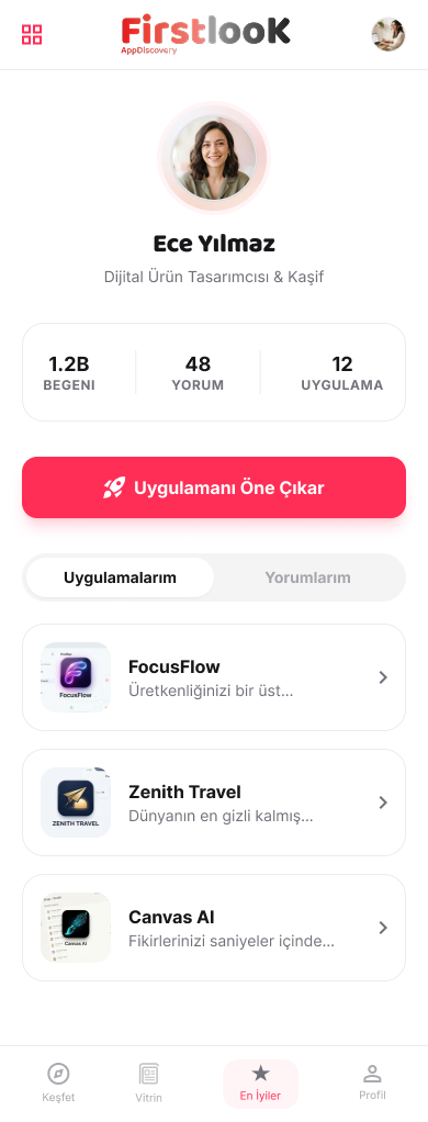 Firstlook profil ekranı